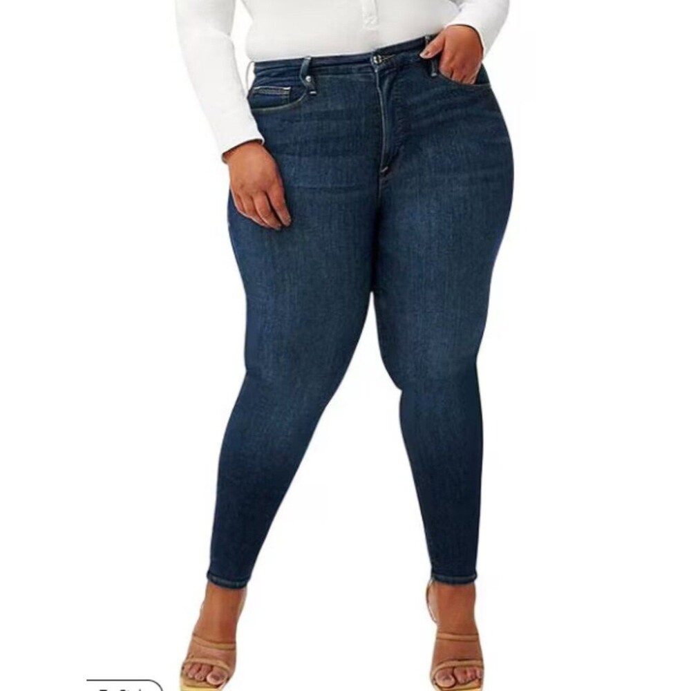 Good American Good Legs High Rise Skinny Jeans Women Blue Stretch Plus Size 20